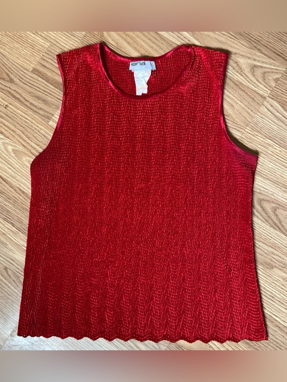 Lana Red Sleeveless Shimmer Tank Top